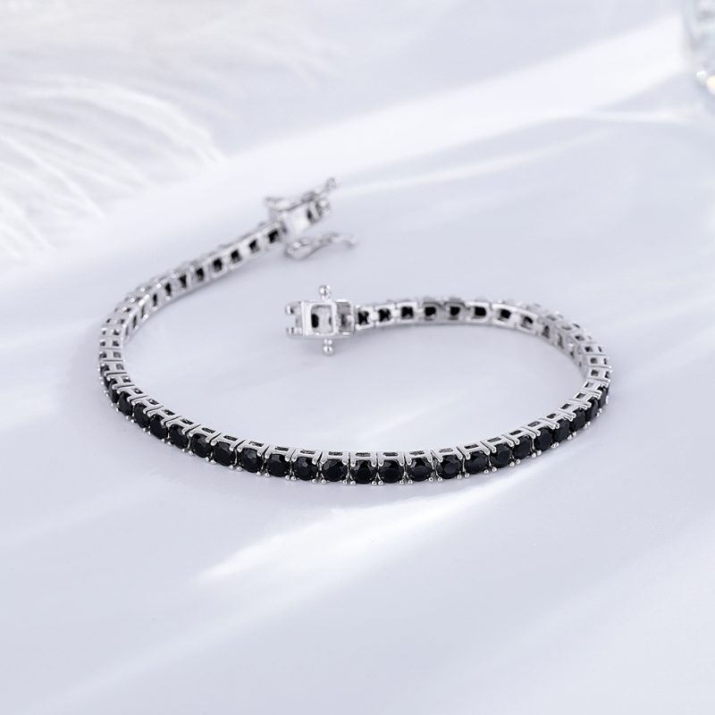 YLMyself 925 Silver Tennis Bracelet 3mm Black CZ Round Pave Unisex Jewelry Gift For Women Men - Image 5
