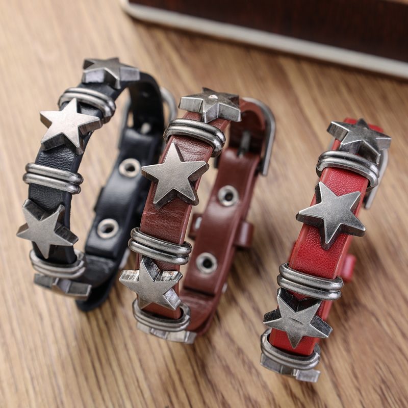 Gothic Star Punk Faux Leather Bracelet for Men Women Spiked Bangle Goth Jewelry Vintage Y2K Cosplay Emo Clothes Accessories - Image 6