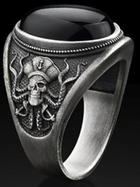 Goth Pirate Skeleton Octopus Ring for Men Women 2023 Unique Retro Black Zircon Punk Female Motorcycle Rings Party Jewelry Gifts