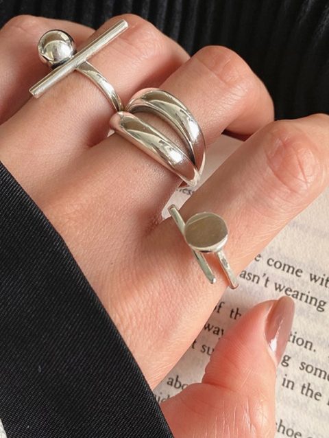 VENTFILLE 925 Sterling Silver Rings New Party Jewelry Vintage Charm Double Layer Geometric Nail Design Accessories Gift Dropship