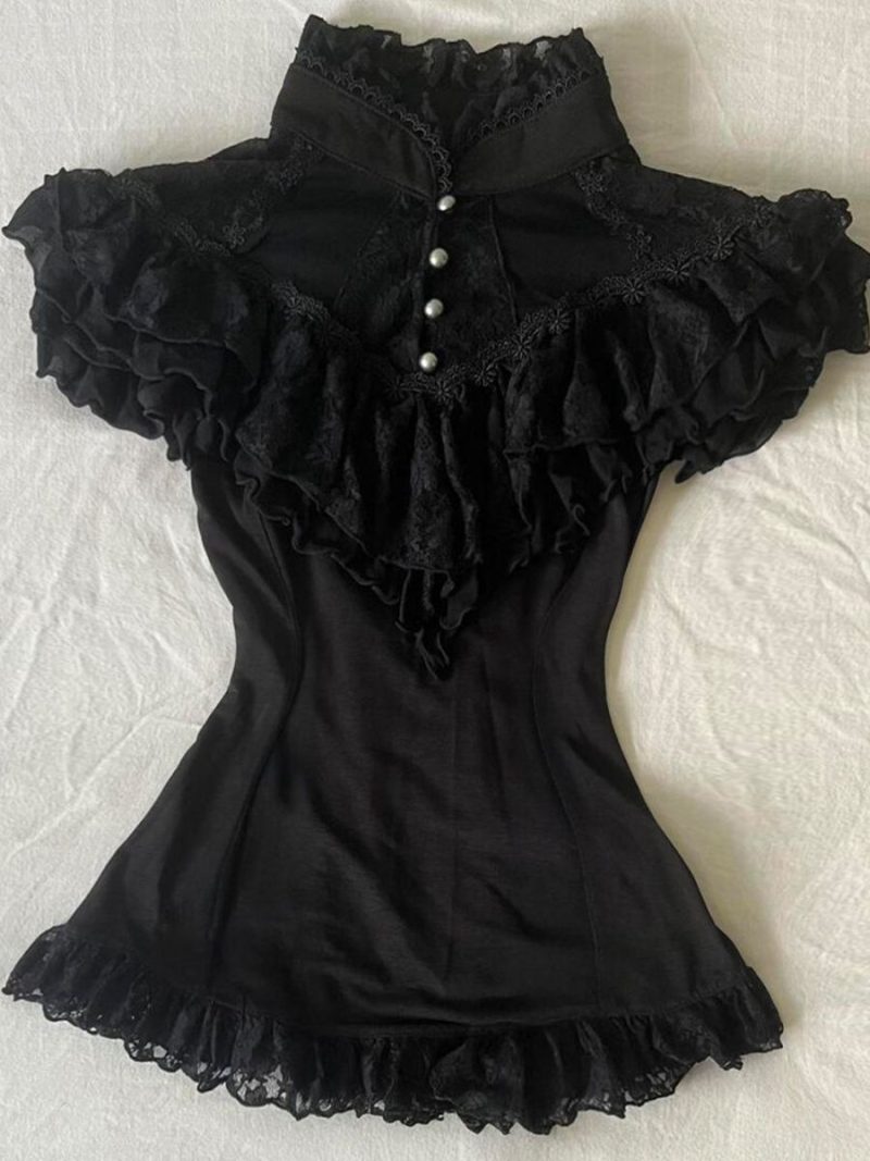 Goth 2Piece Set Y2k Slim Lace Sweet Womens Dresses Short Sleeve Button Party Dresses Harajuku Korea 90s Emo Grunge Summer Lolita - Image 2