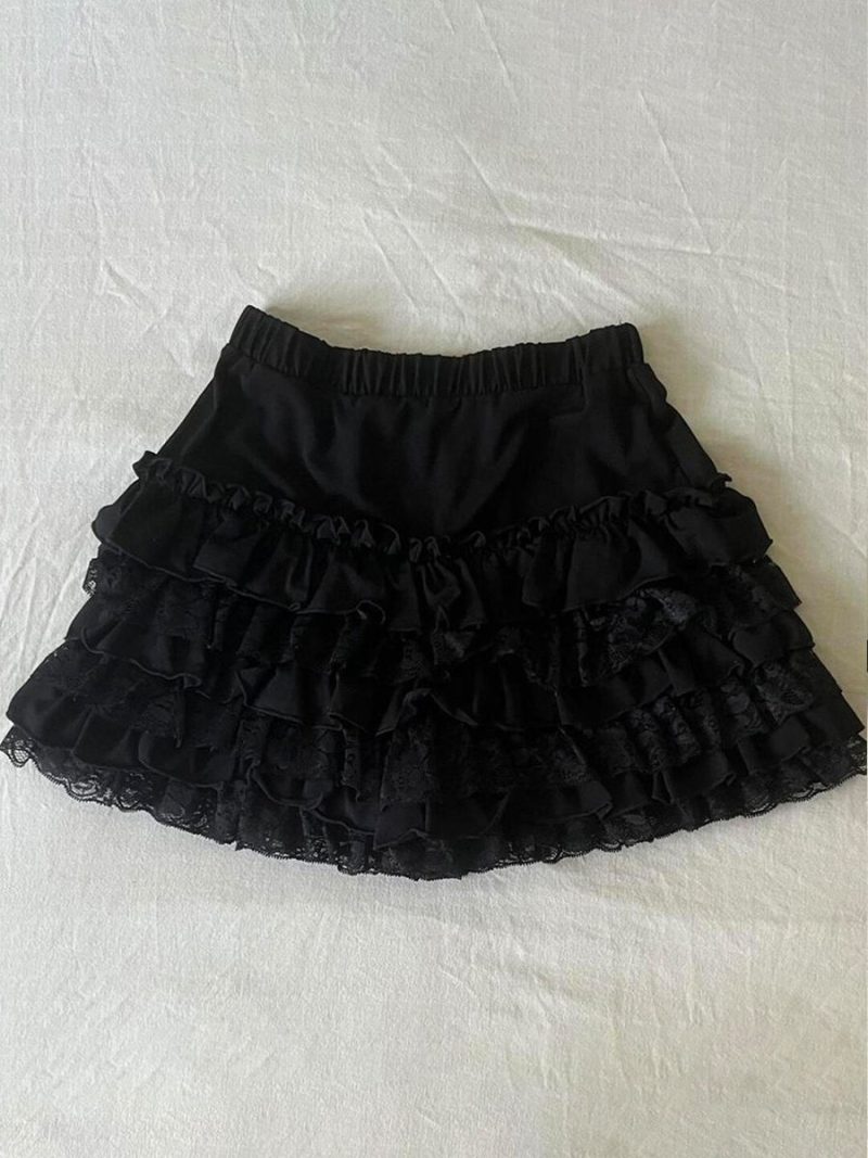 Goth 2Piece Set Y2k Slim Lace Sweet Womens Dresses Short Sleeve Button Party Dresses Harajuku Korea 90s Emo Grunge Summer Lolita - Image 3
