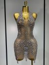 Women See Through Cocktail Birthday Gowns Sexy Luxury Shining rhinestone Mini Dress Nightclub singer Dancer Stage Outfit