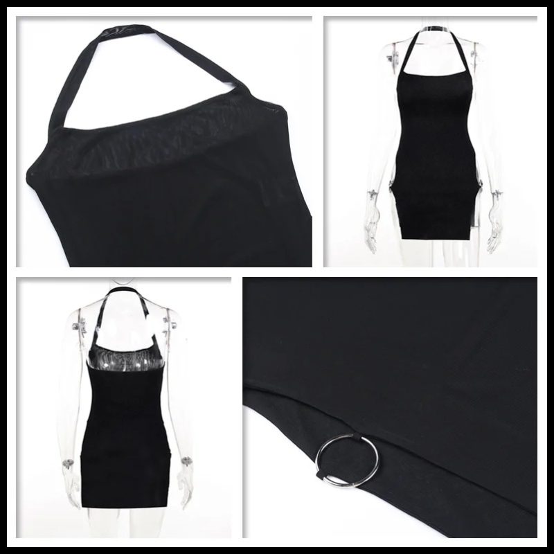 Summer new black design sense one-piece skirt wrap hip slip dress holiday style Spice sexy slit slim halter dress woman - Image 4