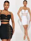 Punk bandage skirt suit European and American sexy suspender skirt night club suit