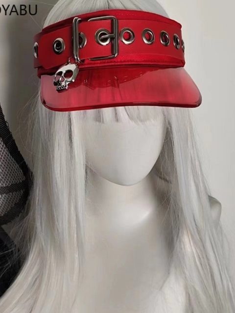 Skull Leather Button Unisex Light PVC Empty Top Baseball Caps Spring and Summer Outdoor Adjustable Casual Hats Sunscreen Y2k Hat