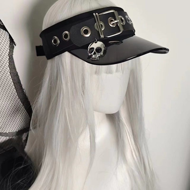 Skull Leather Button Unisex Light PVC Empty Top Baseball Caps Spring and Summer Outdoor Adjustable Casual Hats Sunscreen Y2k Hat - Image 8