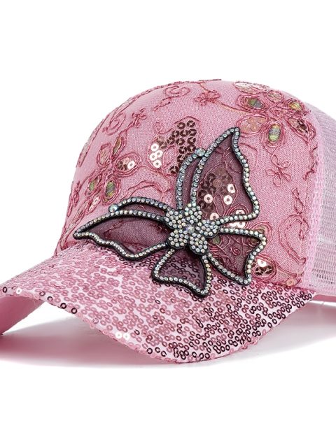 New Fashion Women Cap Butterfly Flower Pendant Baseball Cap Female Outdoor Adjustable Streetwear Summer Trucker Hat