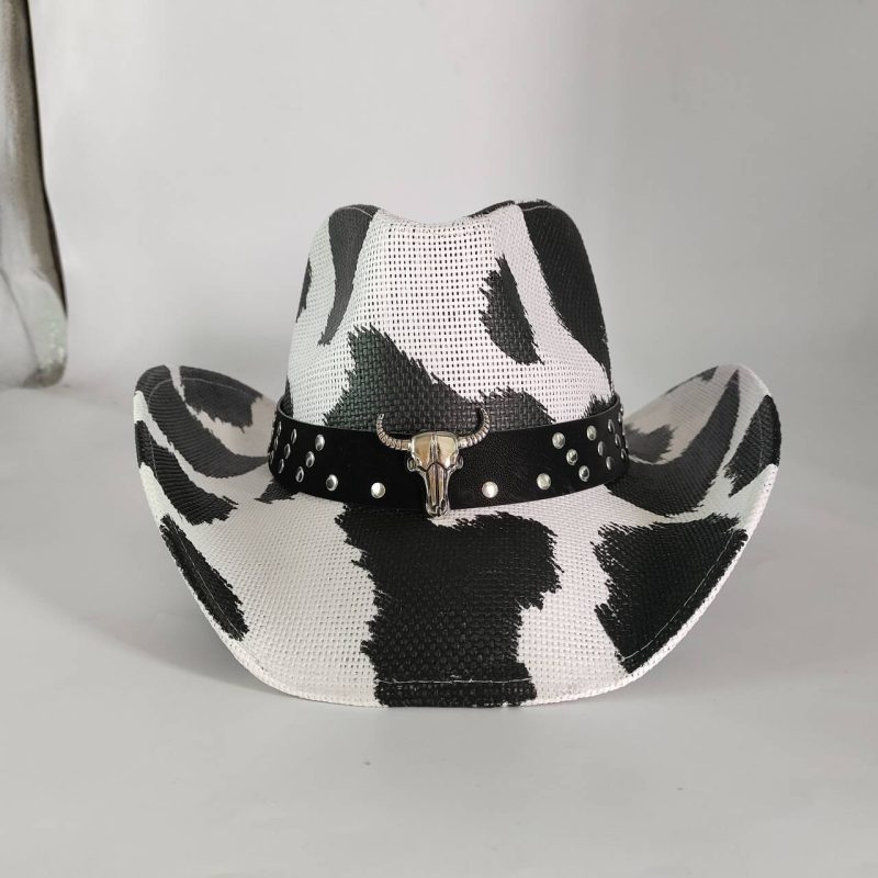Navy blue western cowboy straw hat custom men and women retro jazz straw hat hollow hat sun hat sombrero cowboy - Image 7