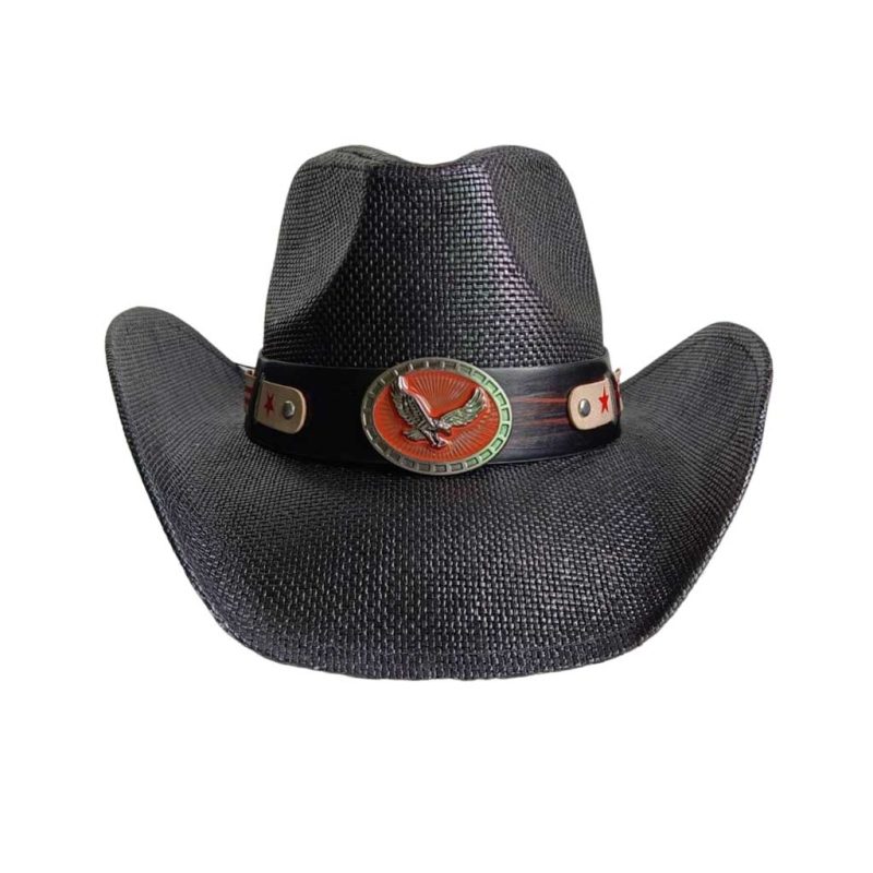 Navy blue western cowboy straw hat custom men and women retro jazz straw hat hollow hat sun hat sombrero cowboy - Image 11