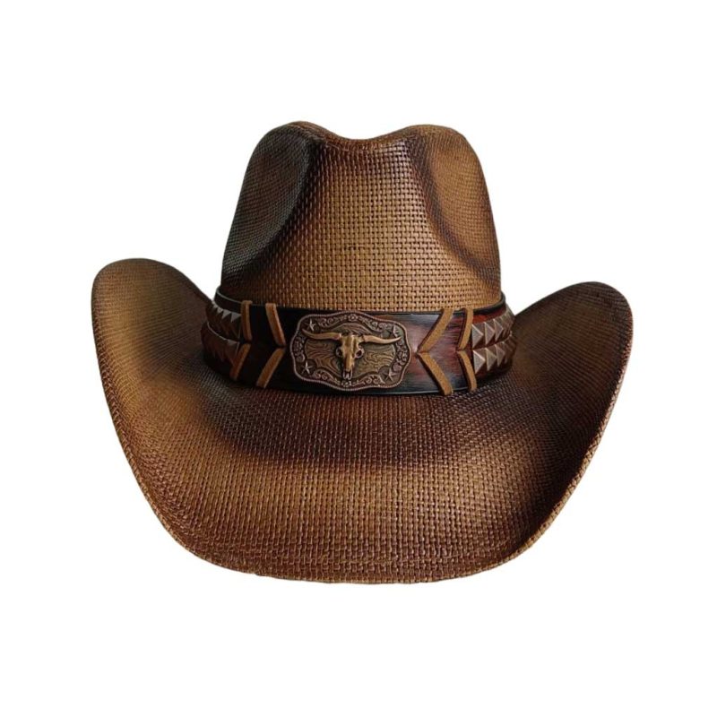 Navy blue western cowboy straw hat custom men and women retro jazz straw hat hollow hat sun hat sombrero cowboy - Image 14