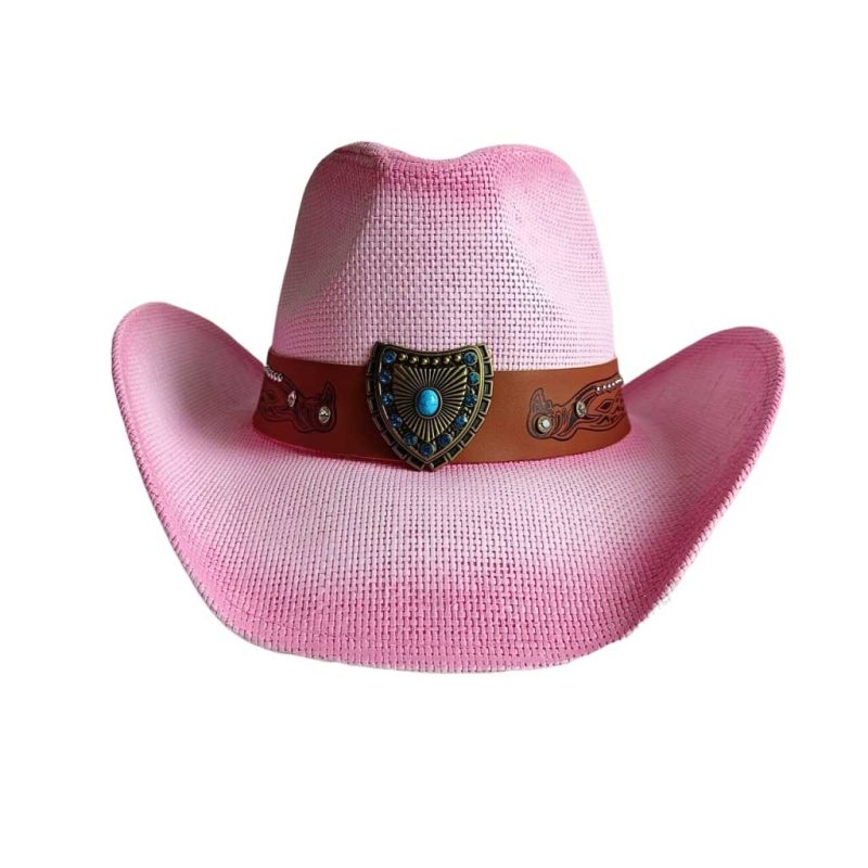 Navy blue western cowboy straw hat custom men and women retro jazz straw hat hollow hat sun hat sombrero cowboy - Image 15