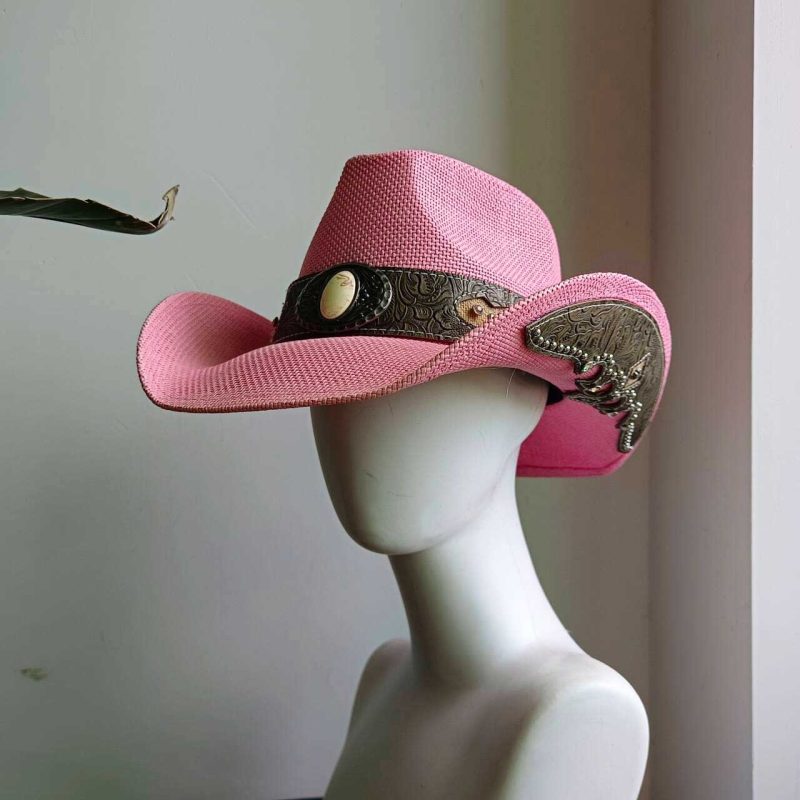 Navy blue western cowboy straw hat custom men and women retro jazz straw hat hollow hat sun hat sombrero cowboy - Image 30