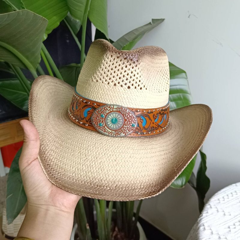 Navy blue western cowboy straw hat custom men and women retro jazz straw hat hollow hat sun hat sombrero cowboy - Image 33