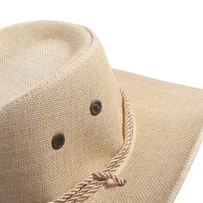 Elegant Linen Western Cowboy Hat Beach Cap Climbing Hat Summer Sun Hat Outdoor Visor Cap Cycling Cap Beach Sunscreen Cap Summer - Image 6