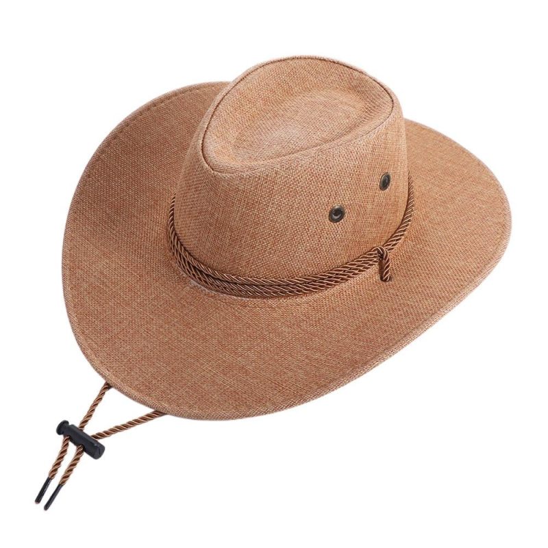 Elegant Linen Western Cowboy Hat Beach Cap Climbing Hat Summer Sun Hat Outdoor Visor Cap Cycling Cap Beach Sunscreen Cap Summer - Image 7