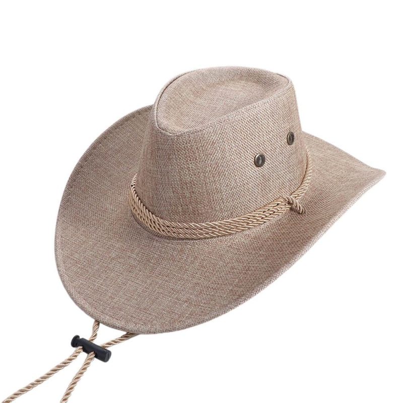 Elegant Linen Western Cowboy Hat Beach Cap Climbing Hat Summer Sun Hat Outdoor Visor Cap Cycling Cap Beach Sunscreen Cap Summer - Image 8