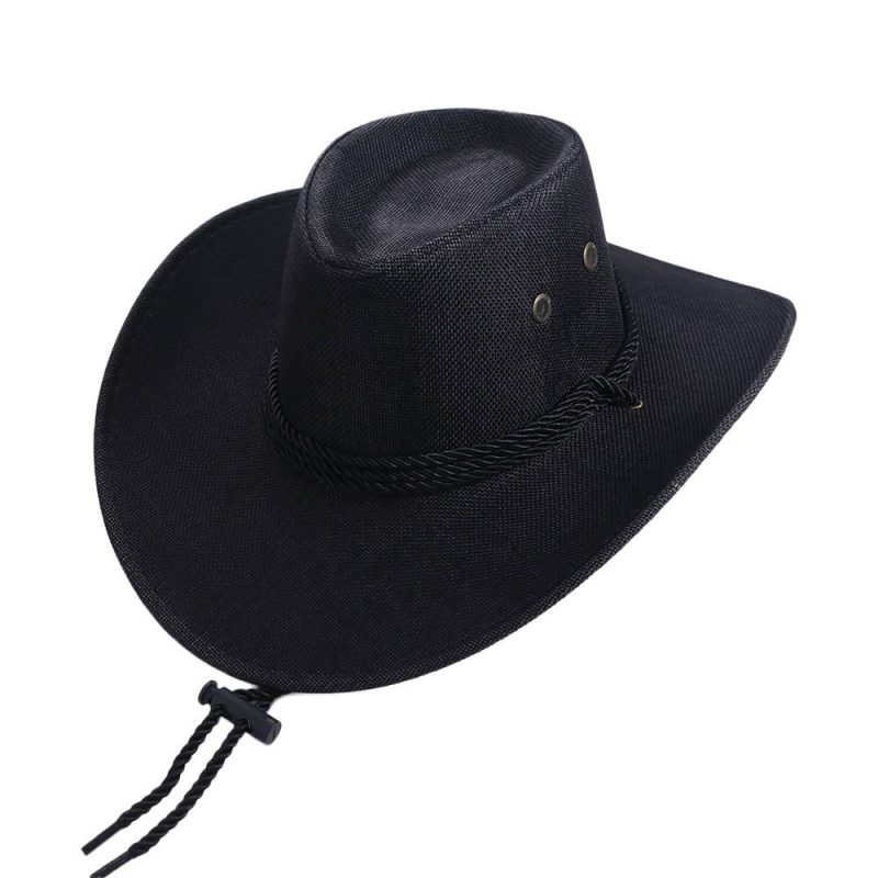 Elegant Linen Western Cowboy Hat Beach Cap Climbing Hat Summer Sun Hat Outdoor Visor Cap Cycling Cap Beach Sunscreen Cap Summer - Image 9