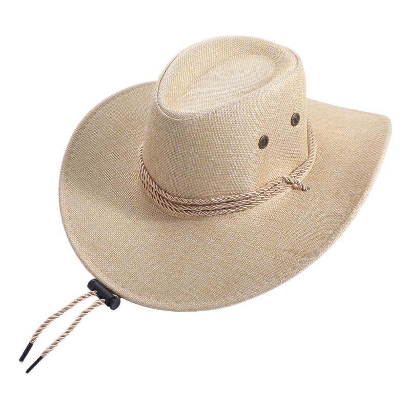 Elegant Linen Western Cowboy Hat Beach Cap Climbing Hat Summer Sun Hat Outdoor Visor Cap Cycling Cap Beach Sunscreen Cap Summer - Image 10