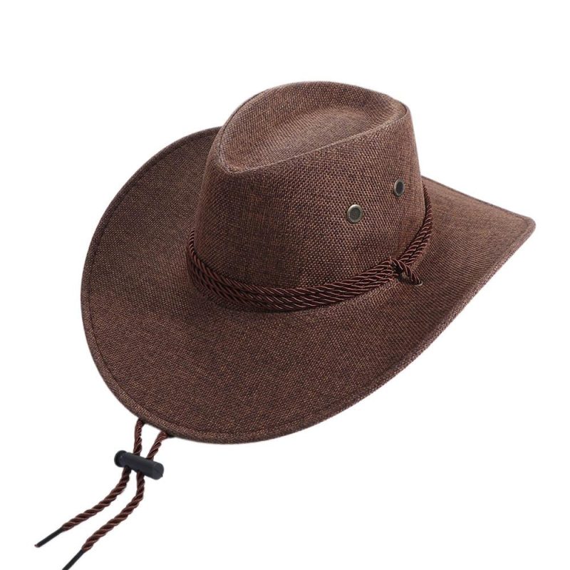 Elegant Linen Western Cowboy Hat Beach Cap Climbing Hat Summer Sun Hat Outdoor Visor Cap Cycling Cap Beach Sunscreen Cap Summer - Image 11