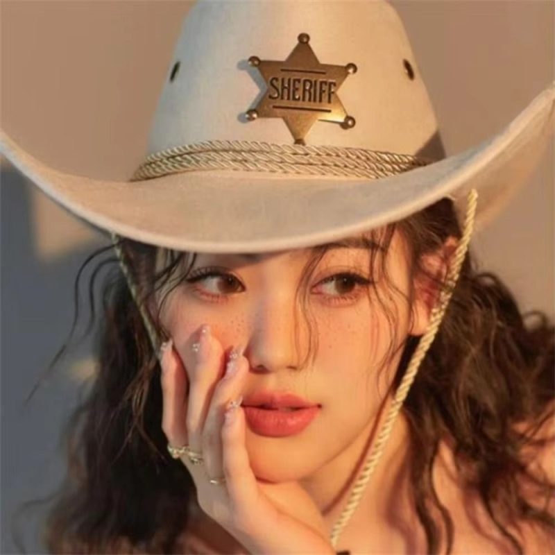 Unisex Artificial Suede Beach Cowboy Hat Wide Brim Sun Protection Party Cosplay Hat Solid Color Breathable Jazz Hat - Image 2