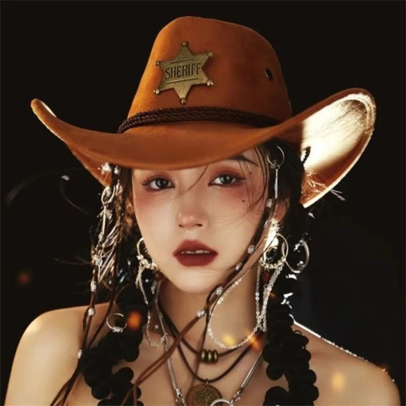 Unisex Artificial Suede Beach Cowboy Hat Wide Brim Sun Protection Party Cosplay Hat Solid Color Breathable Jazz Hat - Image 3