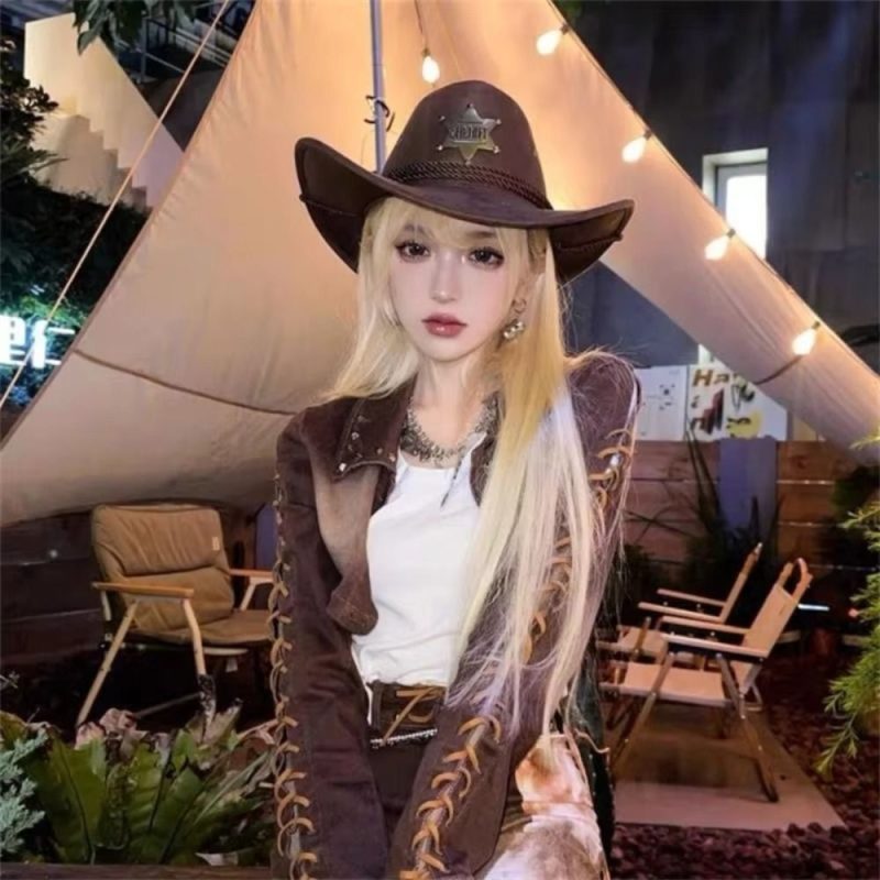 Unisex Artificial Suede Beach Cowboy Hat Wide Brim Sun Protection Party Cosplay Hat Solid Color Breathable Jazz Hat - Image 4