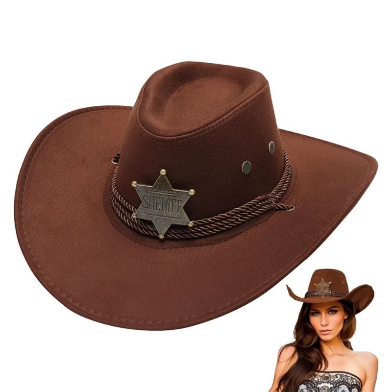 Unisex Artificial Suede Beach Cowboy Hat Wide Brim Sun Protection Party Cosplay Hat Solid Color Breathable Jazz Hat - Image 5