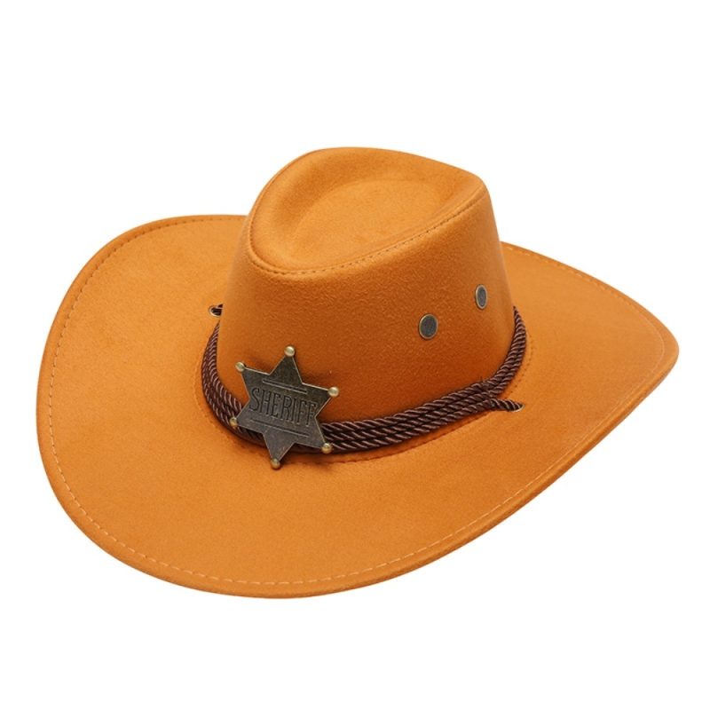 Unisex Artificial Suede Beach Cowboy Hat Wide Brim Sun Protection Party Cosplay Hat Solid Color Breathable Jazz Hat - Image 7
