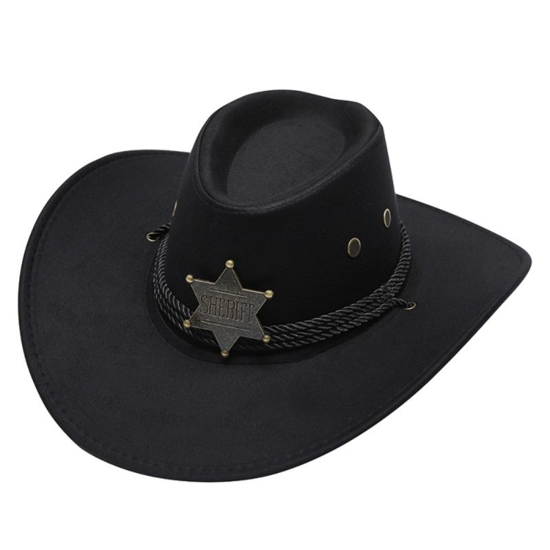 Unisex Artificial Suede Beach Cowboy Hat Wide Brim Sun Protection Party Cosplay Hat Solid Color Breathable Jazz Hat - Image 8