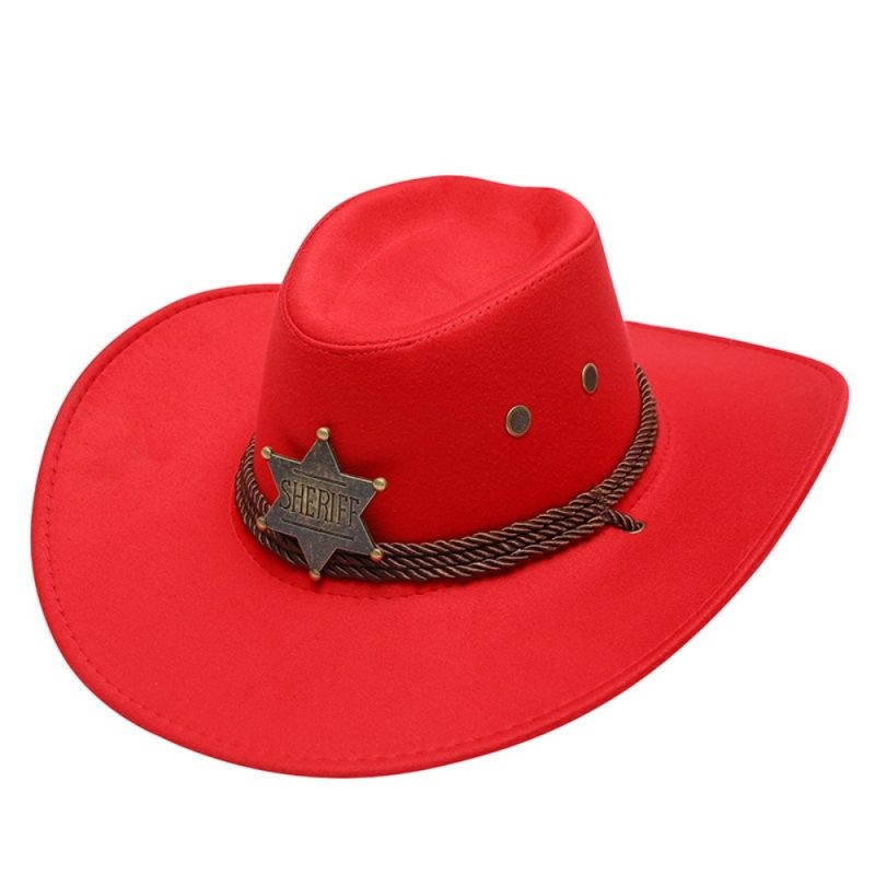 Unisex Artificial Suede Beach Cowboy Hat Wide Brim Sun Protection Party Cosplay Hat Solid Color Breathable Jazz Hat - Image 9