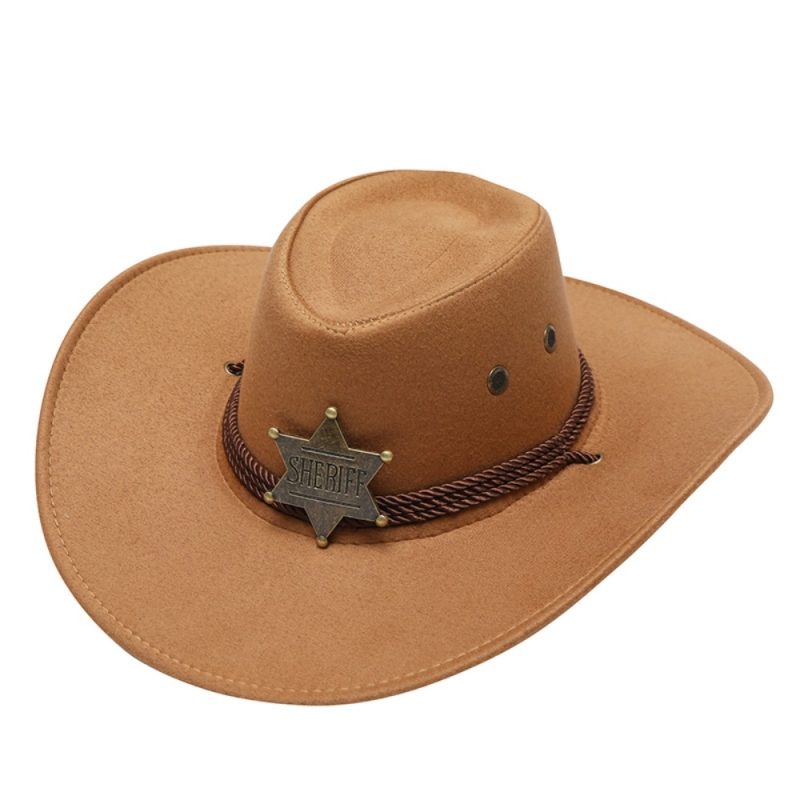 Unisex Artificial Suede Beach Cowboy Hat Wide Brim Sun Protection Party Cosplay Hat Solid Color Breathable Jazz Hat - Image 12