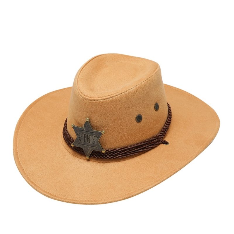 Unisex Artificial Suede Beach Cowboy Hat Wide Brim Sun Protection Party Cosplay Hat Solid Color Breathable Jazz Hat - Image 15