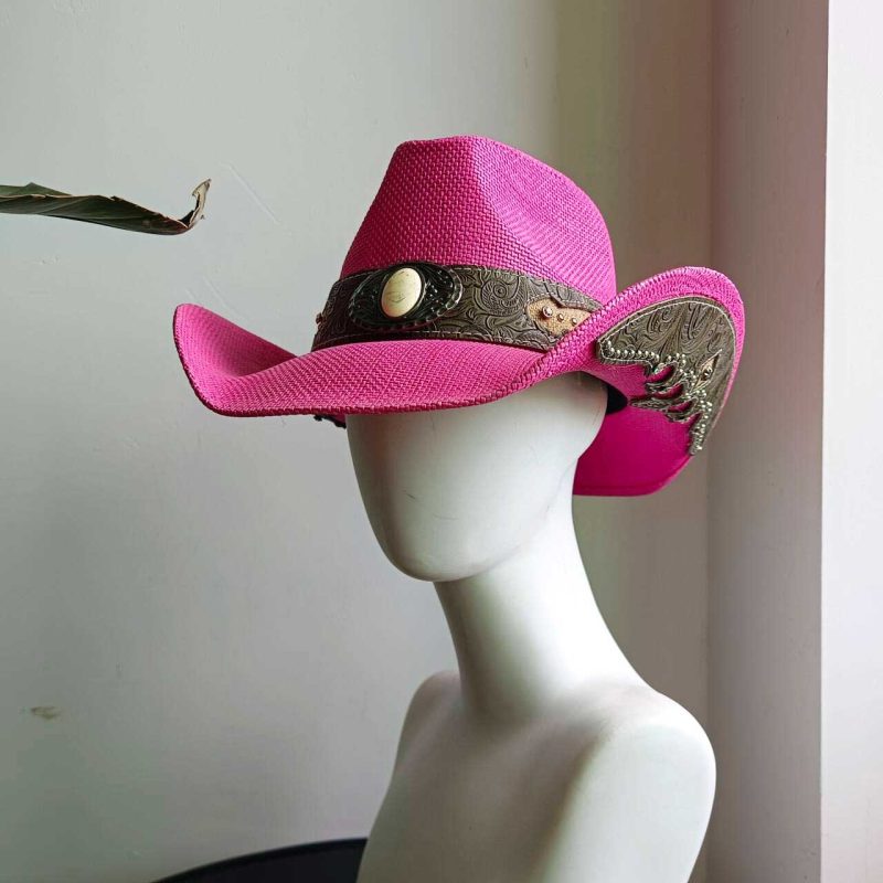Western cowboy straw hat men and women retro wide-brimmed Cowboy Straw Hat Embroidered Wide Brim chapeau cowboy - Image 26