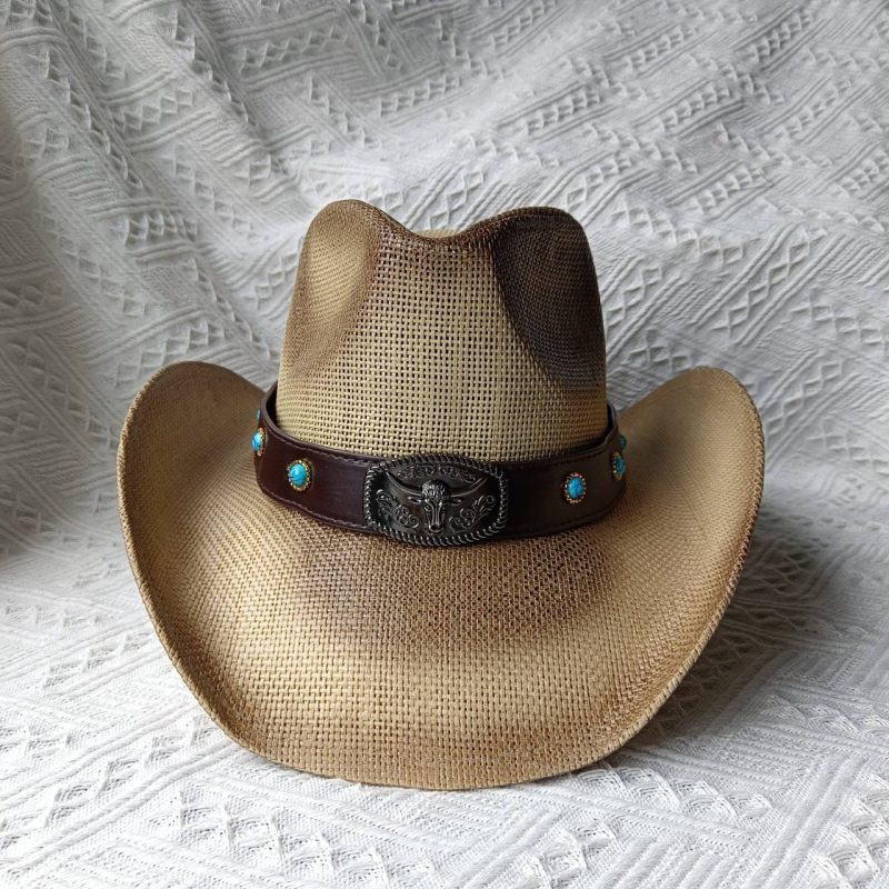Cowboy straw hat for men and women summer beach sun hat retro curled cowboy hat for women sombrero vaquero - Image 14