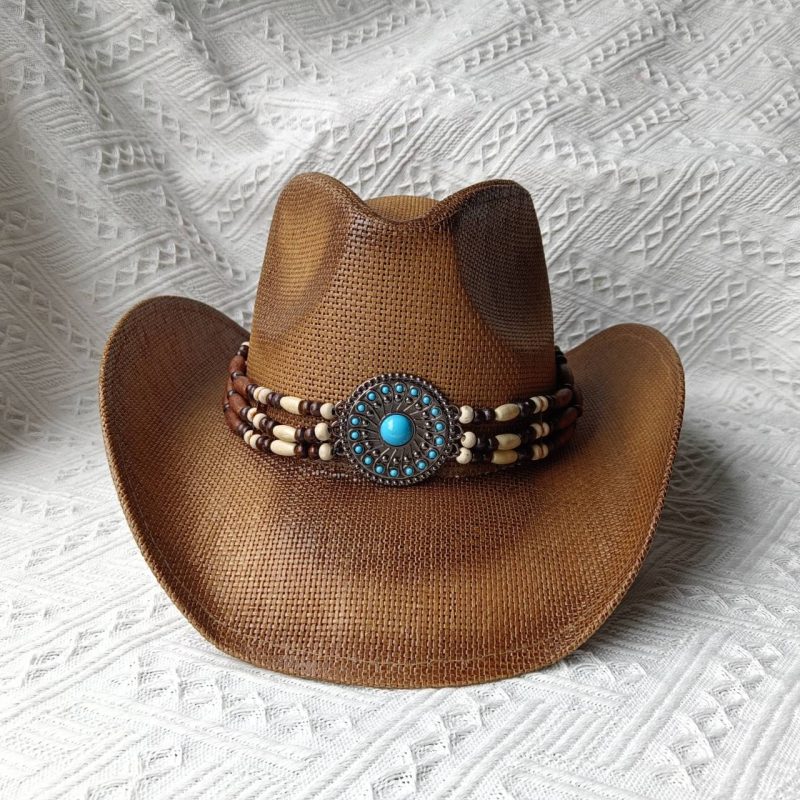 Cowboy straw hat for men and women summer beach sun hat retro curled cowboy hat for women sombrero vaquero - Image 27