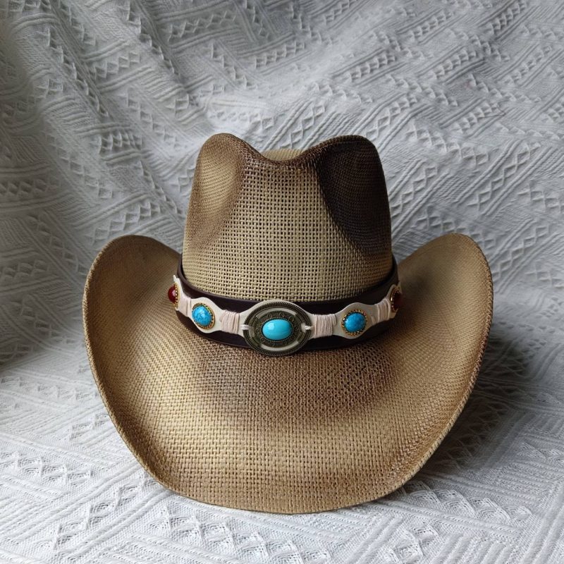 Cowboy straw hat for men and women summer beach sun hat retro curled cowboy hat for women sombrero vaquero - Image 29