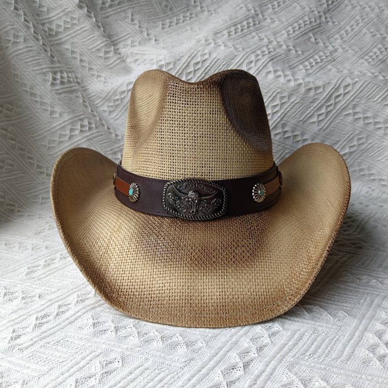 Cowboy straw hat for men and women summer beach sun hat retro curled cowboy hat for women sombrero vaquero - Image 30