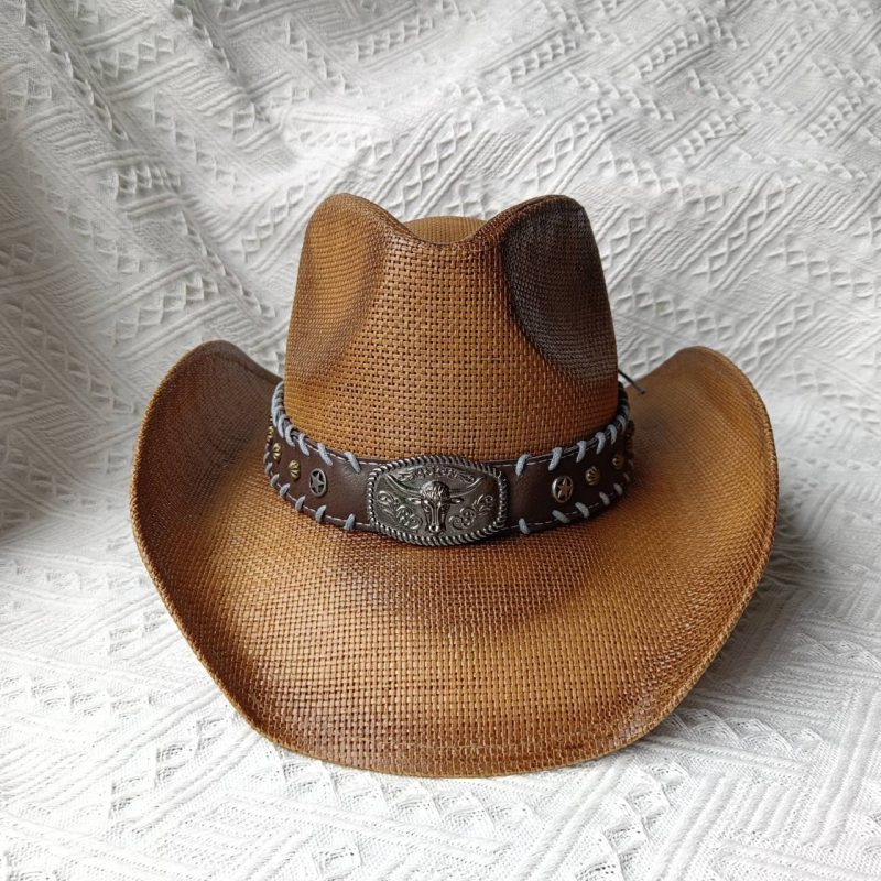 Cowboy straw hat for men and women summer beach sun hat retro curled cowboy hat for women sombrero vaquero - Image 31