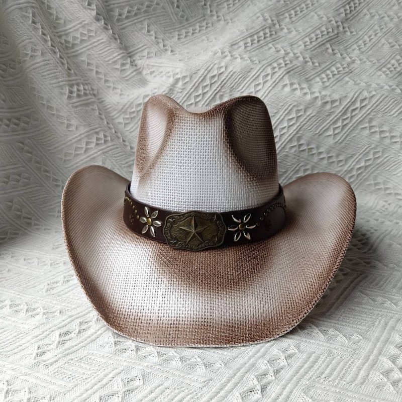 Cowboy straw hat for men and women summer beach sun hat retro curled cowboy hat for women sombrero vaquero - Image 35