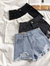 Korean Denim Shorts Women Summer Fashion Casual High Waist Ripped Jeans Pocket Tassel Y2K Hot Pants Streetwear Blue Trousers