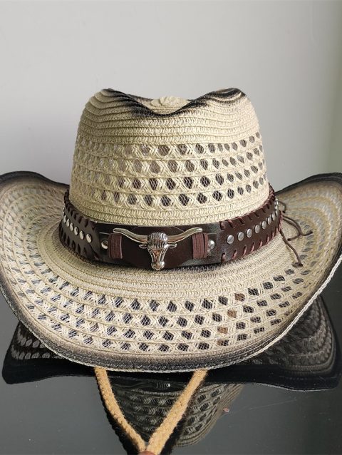 Holllow Cowboy Straw Hat Women Men Summer Handmade Vintage Hollow Western brim Sun Protection Fisherman Mountaineering Bohemian