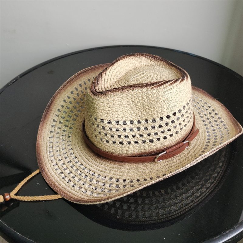 Holllow Cowboy Straw Hat Women Men Summer Handmade Vintage Hollow Western brim Sun Protection Fisherman Mountaineering Bohemian - Image 8