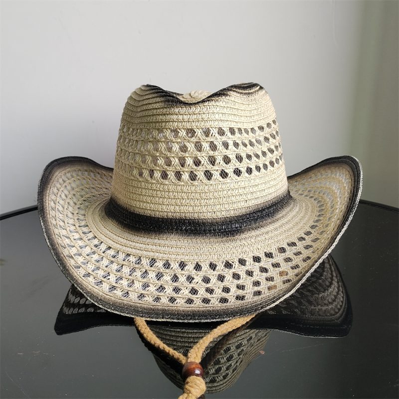 Holllow Cowboy Straw Hat Women Men Summer Handmade Vintage Hollow Western brim Sun Protection Fisherman Mountaineering Bohemian - Image 9