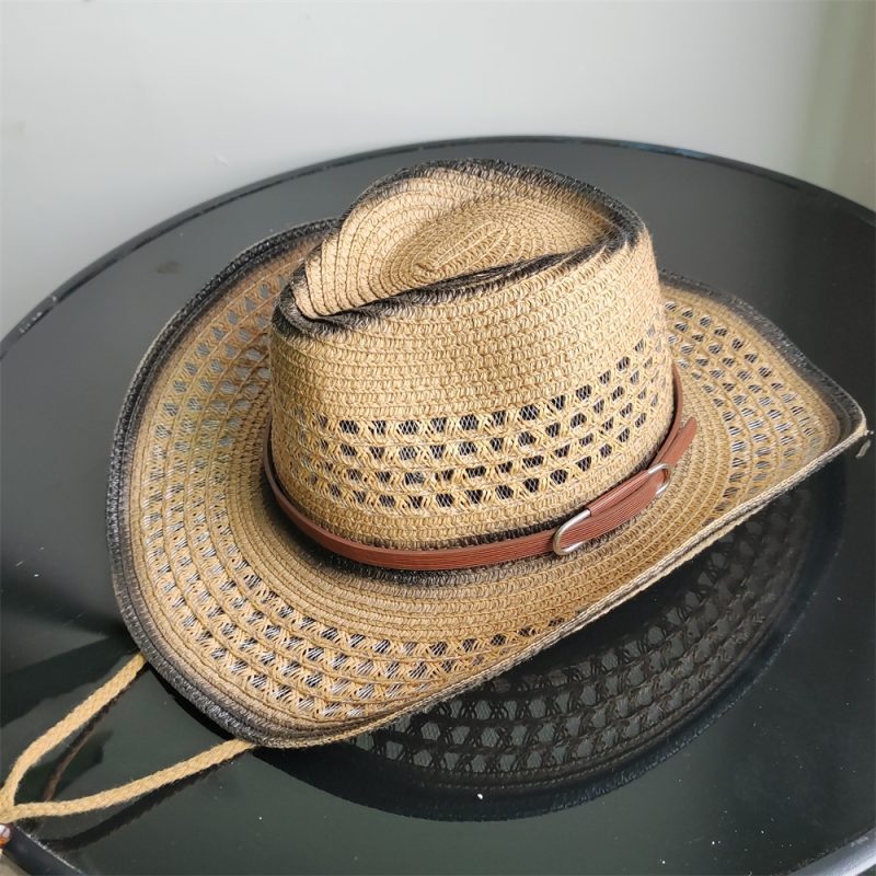 Holllow Cowboy Straw Hat Women Men Summer Handmade Vintage Hollow Western brim Sun Protection Fisherman Mountaineering Bohemian - Image 10