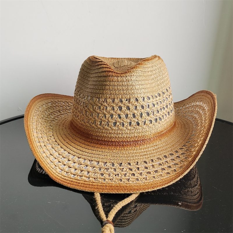 Holllow Cowboy Straw Hat Women Men Summer Handmade Vintage Hollow Western brim Sun Protection Fisherman Mountaineering Bohemian - Image 11