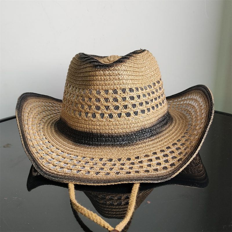 Holllow Cowboy Straw Hat Women Men Summer Handmade Vintage Hollow Western brim Sun Protection Fisherman Mountaineering Bohemian - Image 12