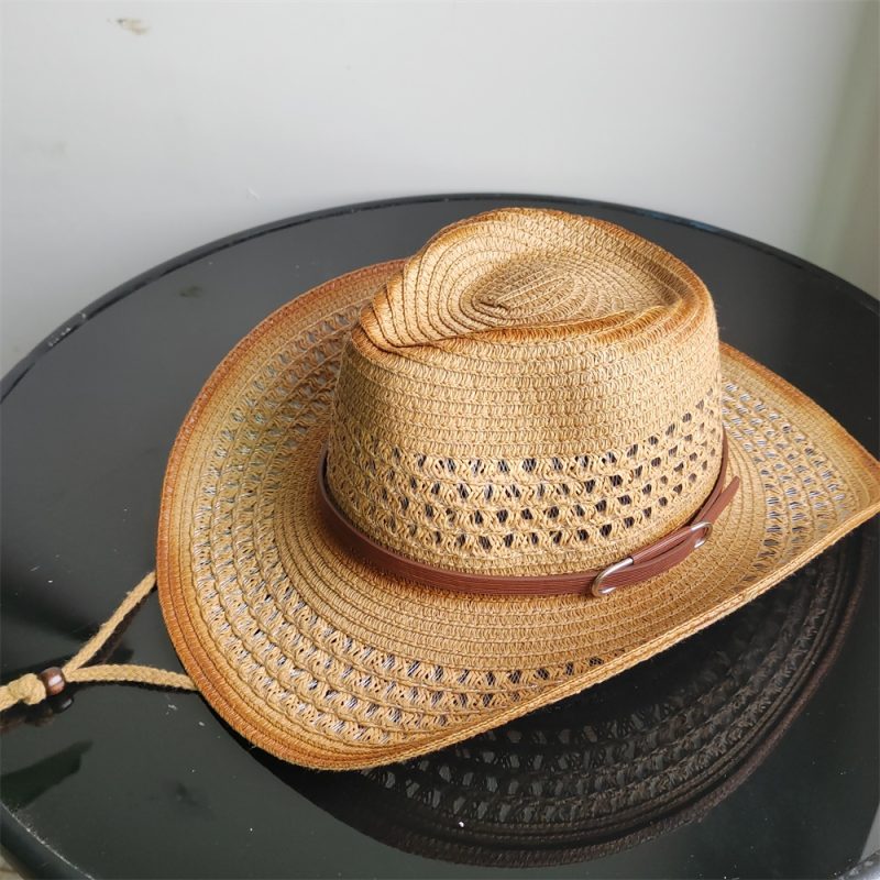Holllow Cowboy Straw Hat Women Men Summer Handmade Vintage Hollow Western brim Sun Protection Fisherman Mountaineering Bohemian - Image 15
