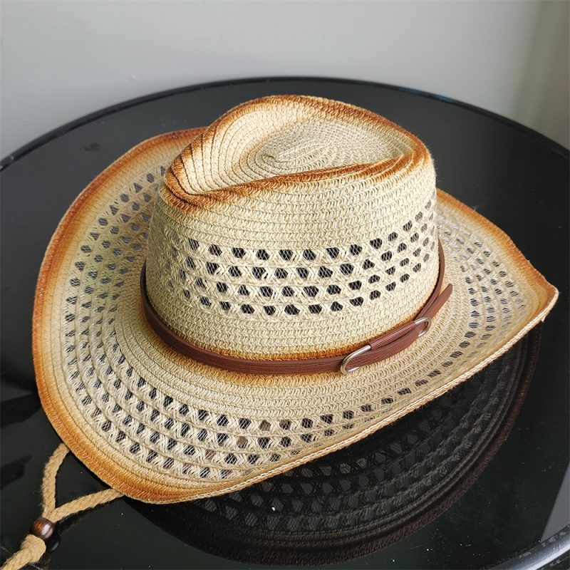 Holllow Cowboy Straw Hat Women Men Summer Handmade Vintage Hollow Western brim Sun Protection Fisherman Mountaineering Bohemian - Image 18