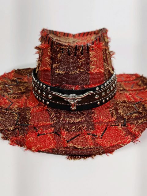 Lamuusaa Western Style Wide Brimmed Hat with Decorative Band Sun Protection Cowgirl Cap for Men Women Outdoor Wear